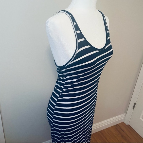 Kirra Sleeveless Summer Long Dress Boho Stripe Maxi Dress Navi White - Size S - Picture 5 of 11